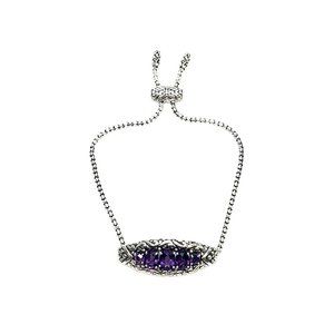 Samuel B Sterling Silver Amethyst Adjustable Slide Bracelet